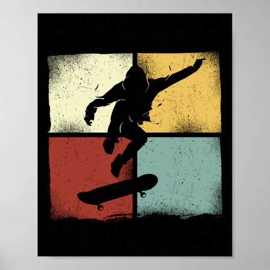Skateboard Skateboarder Retro Skater Vintag 80er Poster (Vorne)
