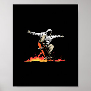 Skateboard Skateboarder Skater in Flammen - Skateb Poster