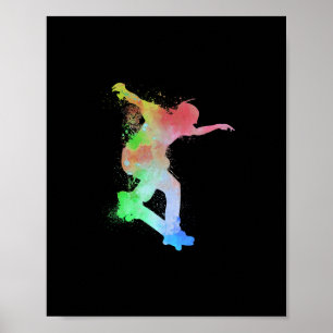 Skateboard Skateboarder Wasserspritzer Skater - Sk Poster