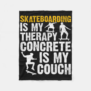 Skateboard Skateboarding Ist Meine Therapie Beton Fleecedecke