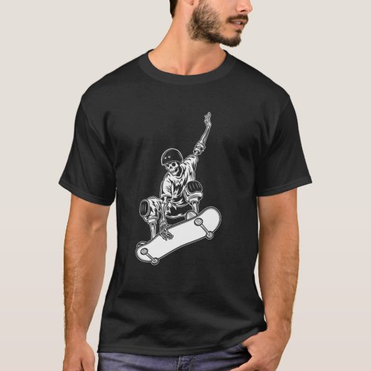 SKATEBOARD SKATER FUNNY HALFPIPE SKELETON T-Shirt (Vorderseite)
