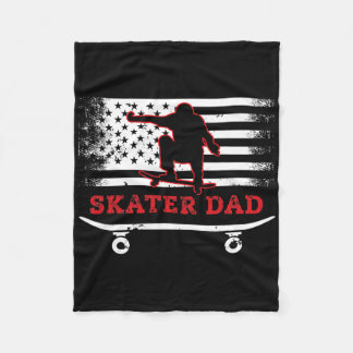Skateboard Skater Vintage Usa Flag Dad- Skateboard Fleecedecke