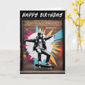 Skateboard Skater Wall Grunge Street Art Geburtsta Karte (Gelbe Blume)