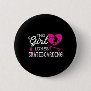 Skateboard Skaterin Vintage - Skateboarding Frau Button