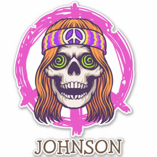 Skateboard SKULL HIPPY Aufkleber (Vorderseite)
