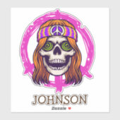 Skateboard SKULL HIPPY Aufkleber (Blatt)
