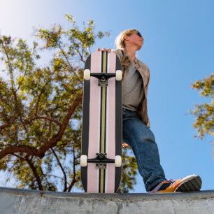 Skateboard Sport Rosa & Weiß Gold Schwarz Streifen