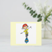 Skateboard Stickfigur Postkarte (Stehend Vorderseite)