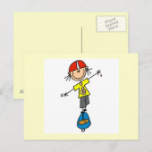 Skateboard Stickfigur Postkarte (Vorne/Hinten)