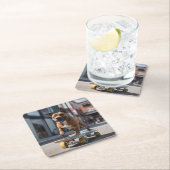 Skateboard Stunt: Ein Staffy für unterwegs Rechteckiger Pappuntersetzer (Vor Ort)