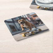 Skateboard Stunt: Ein Staffy für unterwegs Rechteckiger Pappuntersetzer (angewinkelt)