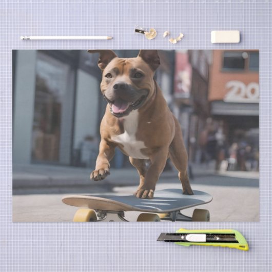 Skateboard Stunt: Ein Staffy für unterwegs Seidenpapier (Handwerk)