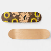 Skateboard Sunflower Kitten Cat (Horizontal)