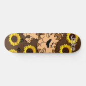 Skateboard Sunflower Kitten Cat (Horizontal)