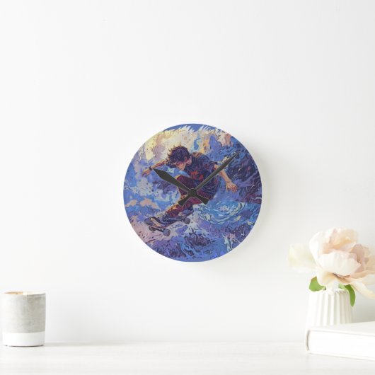 Skateboard Surfing - Skateboarddesign Runde Wanduhr (Zuhause)