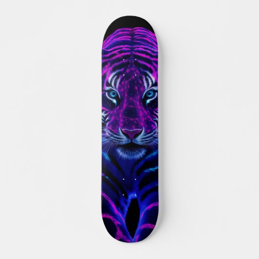 Skateboard Tigre Arístico de Rayas Fucsia (Vorne)