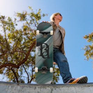 Skateboard Trend Abstrakte Kunst Schwarz Weiß Grün