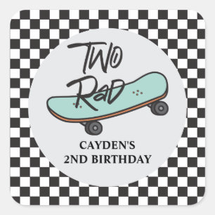 Skateboard Two Rad 2. Geburtstag Quadratischer Aufkleber