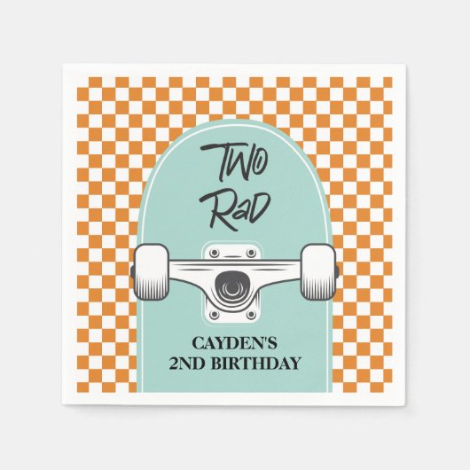 Skateboard Two Rad 2. Geburtstag Serviette (Vorderseite)