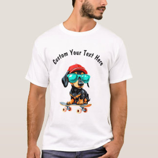 Skateboard und Hund mit Niedlicher Dackel individu T-Shirt