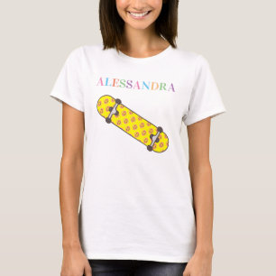 Skateboard und individuelle Name im Gesicht lächel T-Shirt