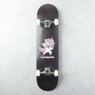 Skateboard Unicorn Cooler Regenbogen Aufkleber