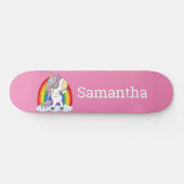 Skateboard Unicorn Rosa Glitzer Regenbogen (Horizontal)