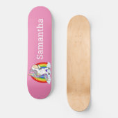 Skateboard Unicorn Rosa Glitzer Regenbogen (Vorderseite)