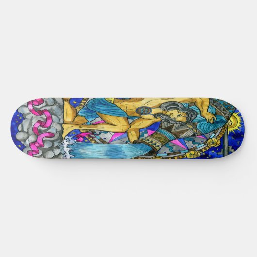 Skateboard Vintag Water Aquarius Astrologie (Horizontal)