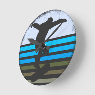 Skateboard Vintage Retro Runde Wanduhr