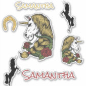 Skateboard Warrior Unicorn Gold Sticker (Vorderseite)