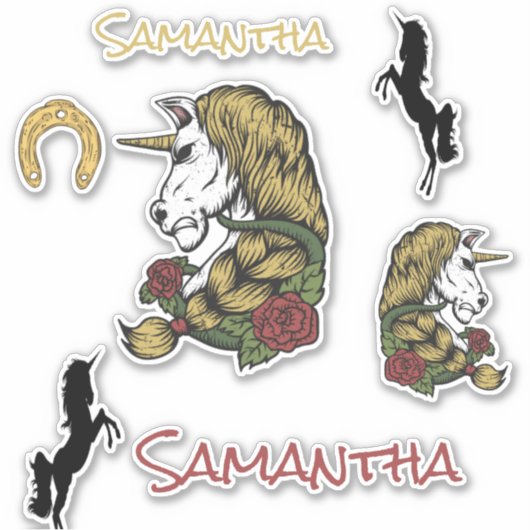 Skateboard Warrior Unicorn Gold Sticker (Vorderseite)