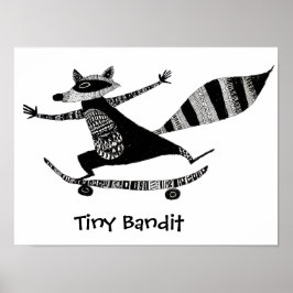 Skateboard-Waschbär – Waschbär mit skurriler Tierf Poster