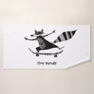 Skateboard-Waschbär – Whimsical Waschbär-Tier  Badehandtuch