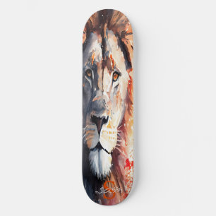 Skateboard Wasserfarbe Löwe King