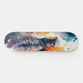 Skateboard Wasserfarbenmoon Astronaut (Horizontal)