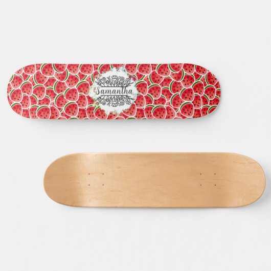 Skateboard Watermelon Wasserfarben Rosa (Horizontal)