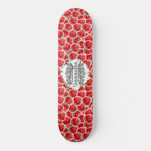 Skateboard Watermelon Wasserfarben Rosa (Vorderseite)