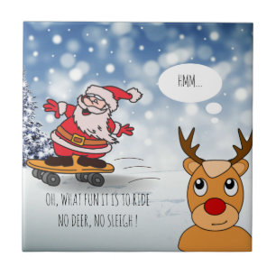 Skateboard Weihnachten RentierSchlitten Winter Fliese