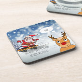 Skateboard Weihnachten RentierSchlitten Winter Getränkeuntersetzer (Linke Seite)