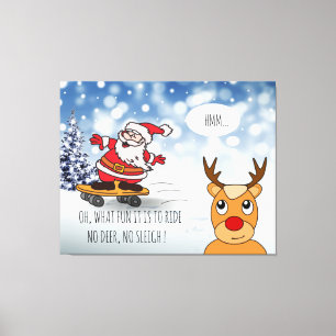 Skateboard Weihnachten RentierSchlitten Winter Leinwanddruck