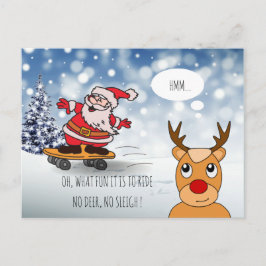 Skateboard Weihnachten RentierSchlitten Winter Postkarte