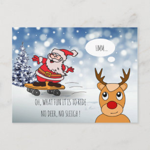 Skateboard Weihnachten RentierSchlitten Winter Postkarte