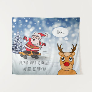 Skateboard Weihnachten RentierSchlitten Winter Wandteppich