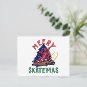 Skateboard Weihnachten, Skater Weihnachtsmann Postkarte (Stehend Vorderseite)