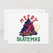 Skateboard Weihnachten, Skater Weihnachtsmann Postkarte (Vorne/Hinten)