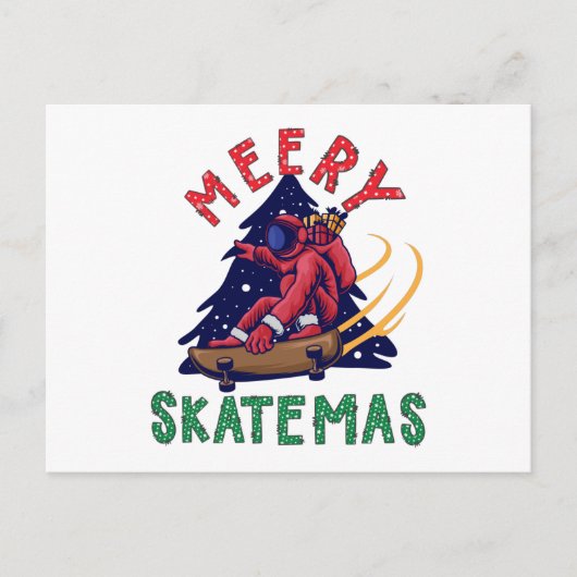 Skateboard Weihnachten, Skater Weihnachtsmann Postkarte (Vorderseite)
