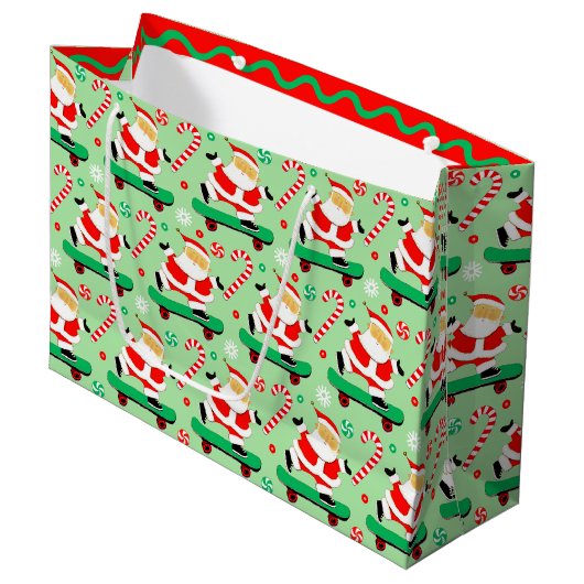 Skateboard Weihnachtsfeiertag Große Geschenktüte (Vorderseite Schrägansicht)