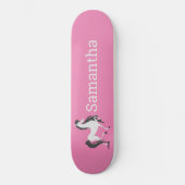 Skateboard Weißes Pferd Rosa Glitzer (Vorderseite)