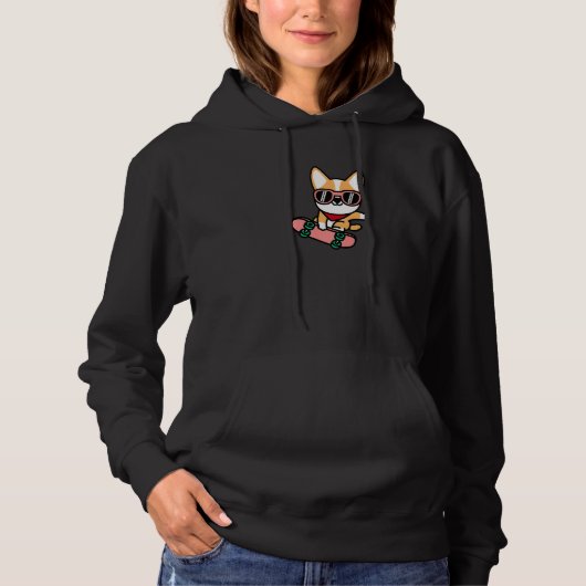 Skateboard Welsh Corgi Welppy Skateboard Hundeschl Hoodie (Vorderseite)